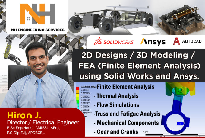 Do finite element analysis fea on solidworks and ansys by ...