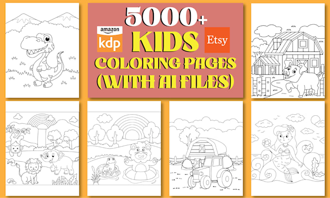 draw 5000 coloring book page for KDP etsy lulu