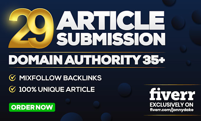 create 29 article submission backlinks off page SEO