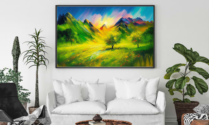 create unique printable digital oil paint abstract wall art design