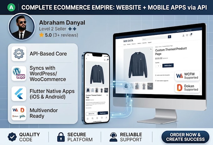 build a complete ecommerce website and flutter mobile apps platform