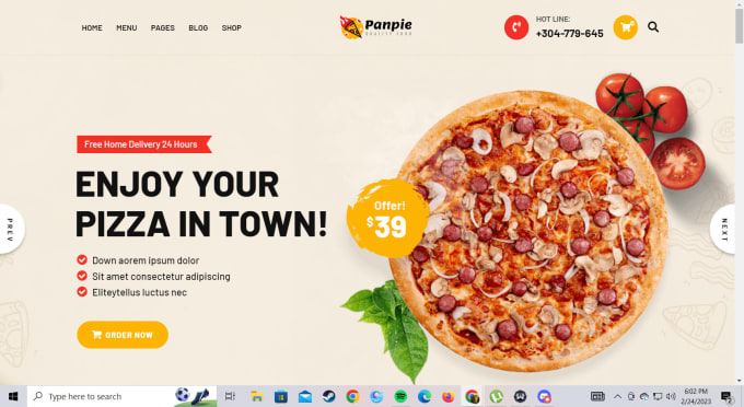 create a restaurant, food ordering, bakery website
