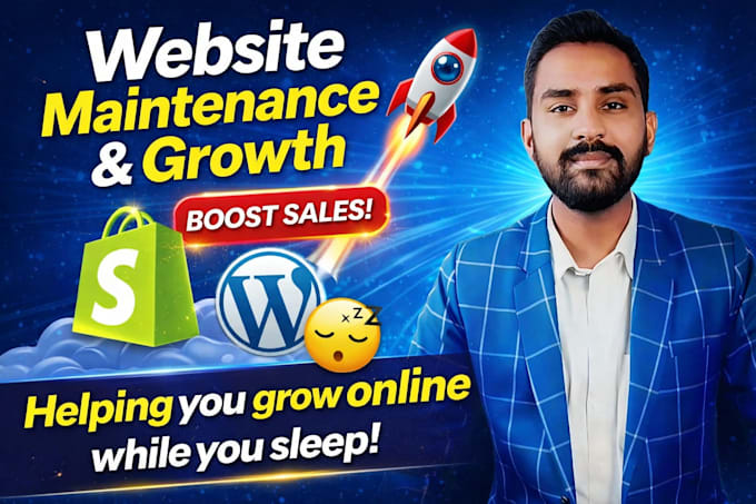 wordpress, shopify, wix website maintenance, fix bugs, optimize for growth