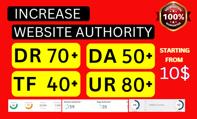 increase moz da , ahrefs dr,ur trust flow increase  tf,cf domain authority