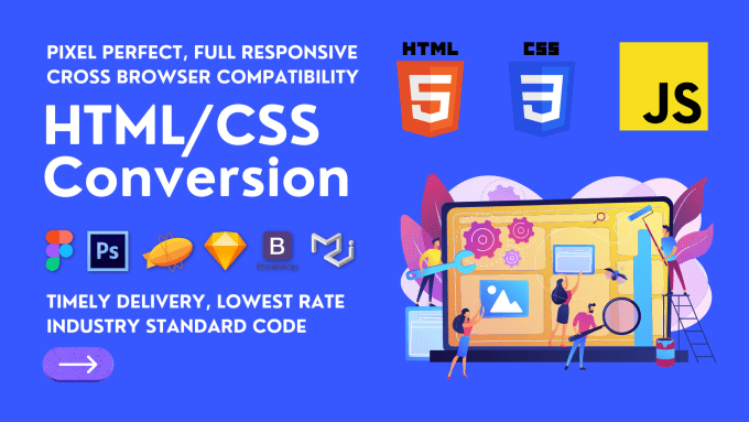 Convert your design to html, css, javascript by Ramangoel97 | Fiverr