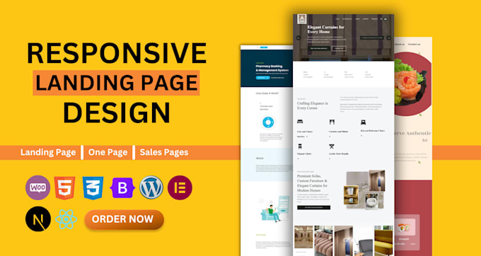 create responsive sales and landing pages with react, nextjs, or wordpress