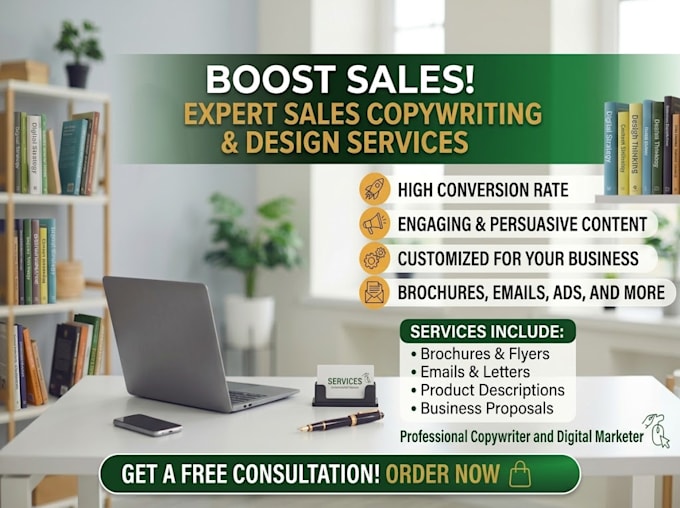 write best sales copy, design brochures, business proposals, social media posts