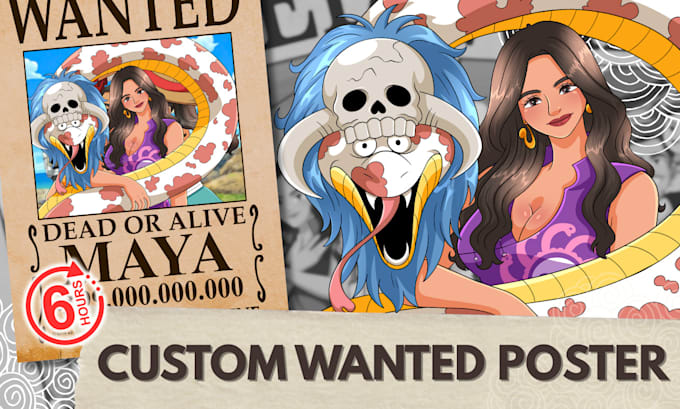 one piece style wanted poster from your photo in 6 hours