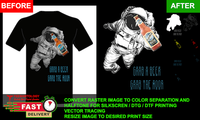 do color separation and halftone for silkscreen printing