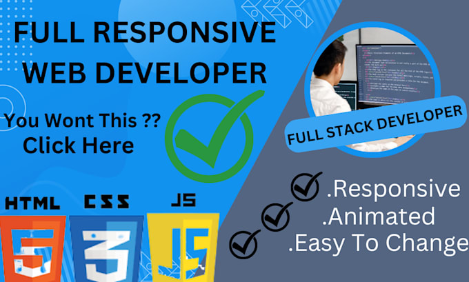 Your backend developer make responsive web using html css by ...