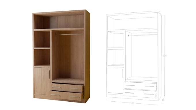 design 3d models in sketchup and render furniture cabinets