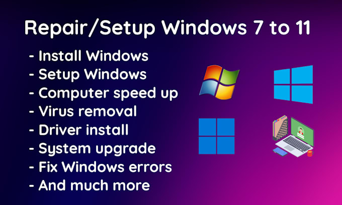 fix, setup, repair and troubleshoot windows 7 to 11 remotely