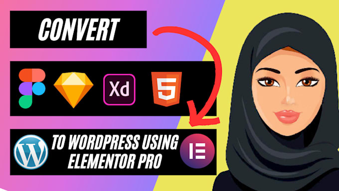 convert figma, xd, sketch, PSD, HTML design to responsive elementor wordpress