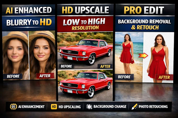 do ai background removal, image enhancement, upscale