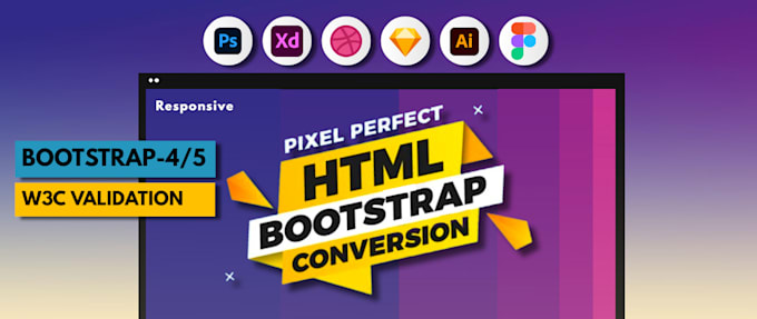 convert PSD to HTML, xd to html, figma to HTML, pdf to HTML, sketch, website