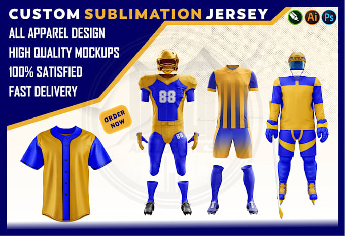 design custom sublimation jersey or sportswear 3d mockups