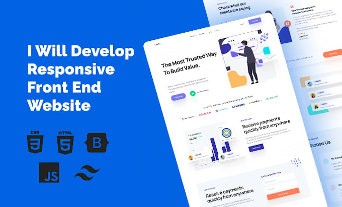 Create responsive websites in html css, javascript ,and react js ...
