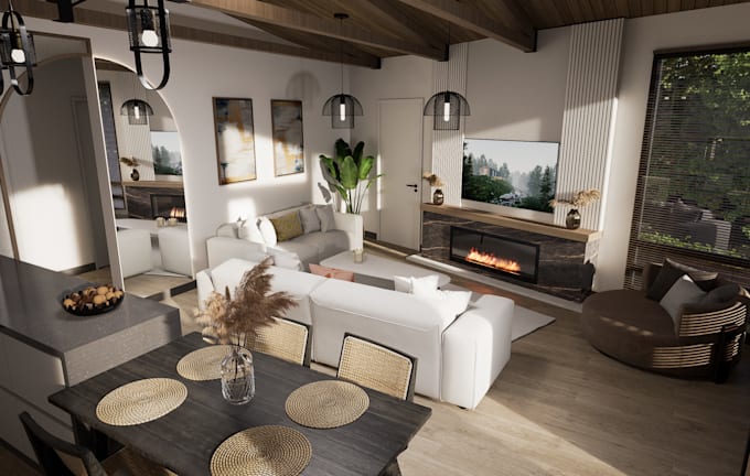 design interior, home, cafe, retail, shop with 10 renderings