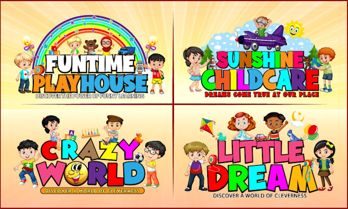 design baby shop, child care, day care, school and kids logo