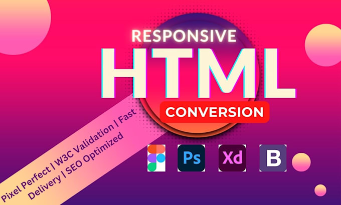 convert figma to html, psd to html, xd to html css responsive