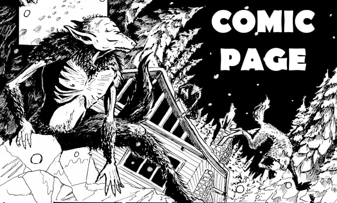 illustrate a black and white comic or manga page