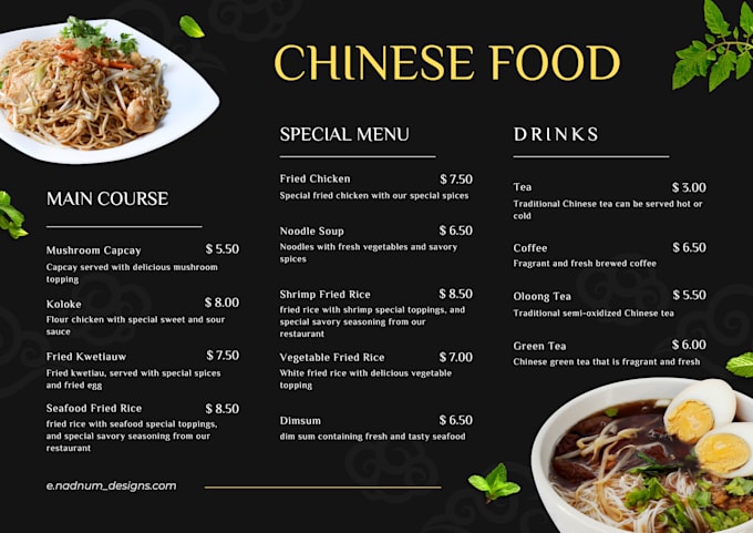 design modern and attractive restaurant  menu