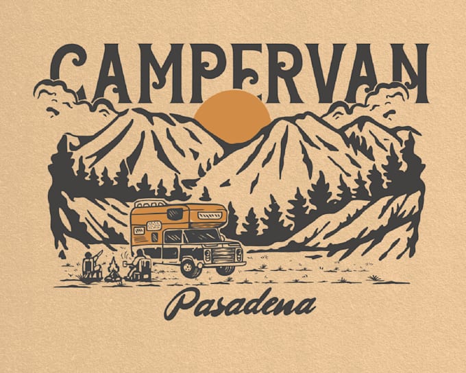draw vintage outdoor for tshirt design