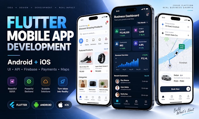 develop a flutter mobile app for android and ios