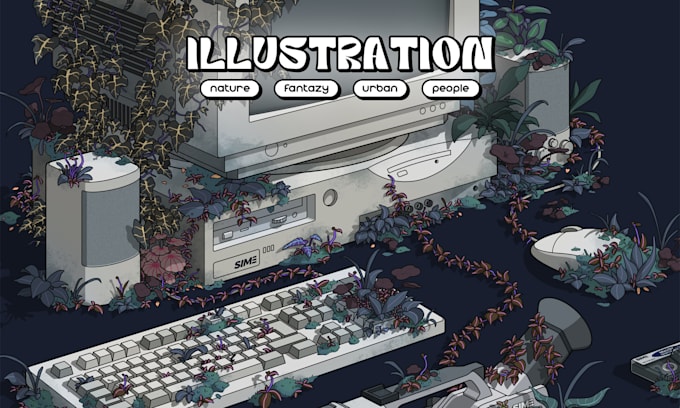 draw creative and colorful digital illustration