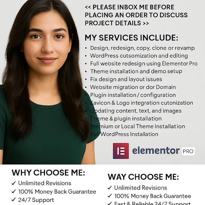 do any wordpress customization or redesign wordpress website with elementer pro