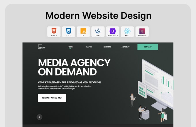 Design modern responsive website with html css bootstrap 4,5 by Jaydeep ...