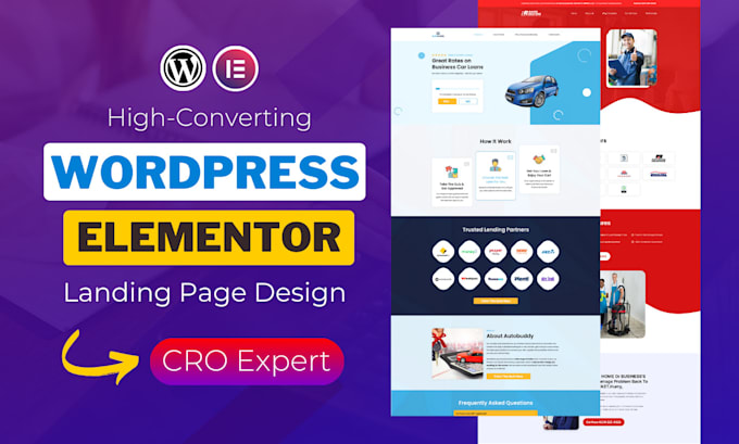 create a professional wordpress landing page or elementor landing page
