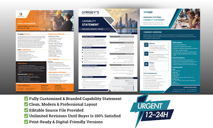 create a professional business capability statement