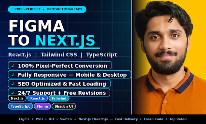 convert figma to next js, figma to react js with responsive spa