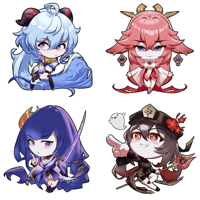 make a chibi character illustration for sticker and keychain