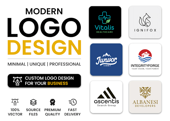 create a unique modern logo design for your business