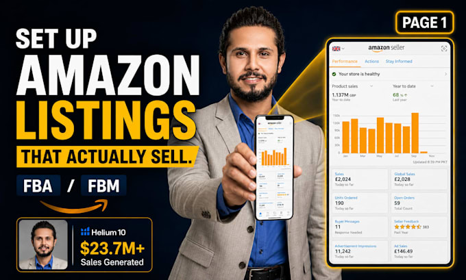 setup amazon fba fbm product listing and SEO optimization, set up amazon account