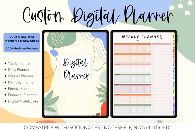 design custom digital planner, journal , calendar for etsy shop