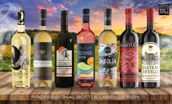 professional bottle label design for wine and liquor