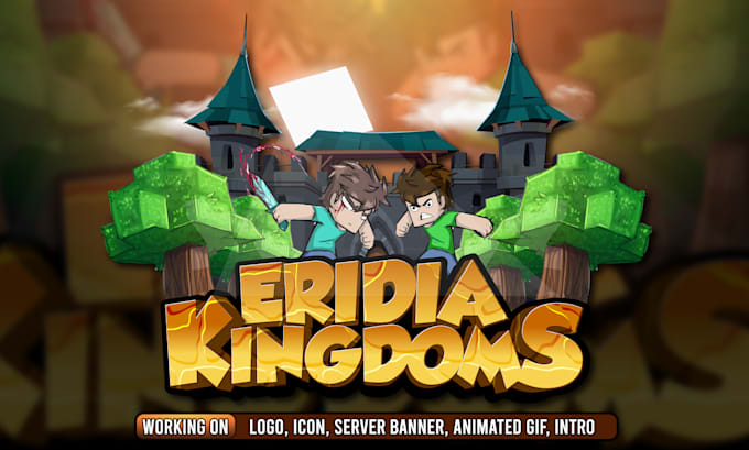 do playful minecraft server logo and icon with animated intro