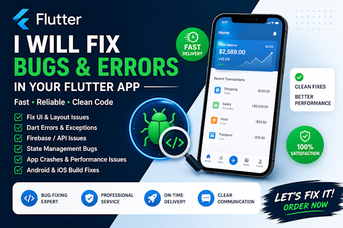 fix bugs and errors in your flutter app