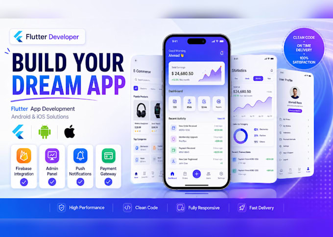 develop flutter app for android and ios mobile app development