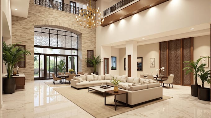 create photorealistic 3d interior design and architectural rendering