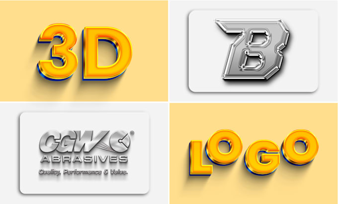 convert 2d to 3d, metallic chrome badge 3d professional logo