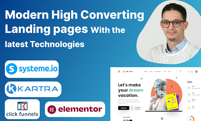 Build a sales landing page systemeio click funnel kartra by Yassir_01 ...