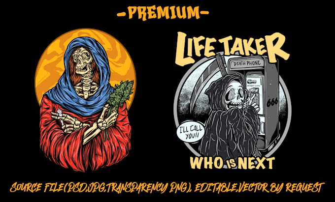 create custom skull illustration for t shirt streetwear