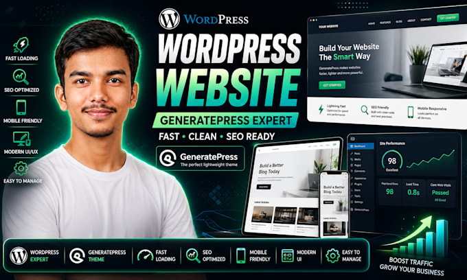 create a wordpress site or blog website using generatepress theme