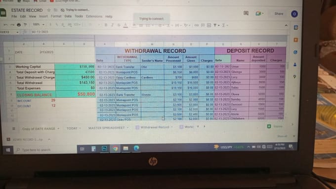 Type excel work, data entry, google sheet, pdf to excel etc by Debie