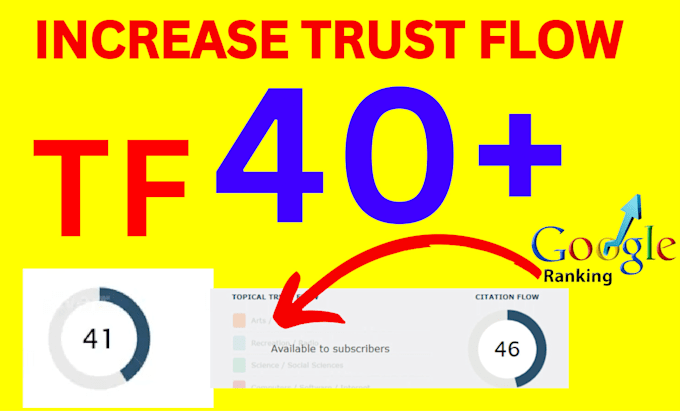 increase tf majestic trust flow 40 plus increase tf, cf guaranteed