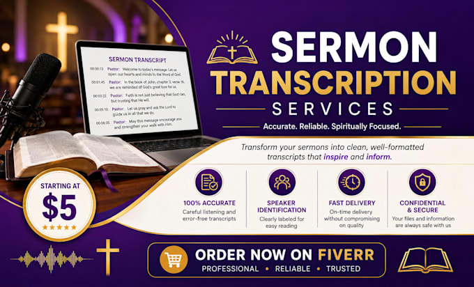 transcribe your audio video sermons